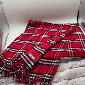 Burberry Red and Black Plaid Scarf